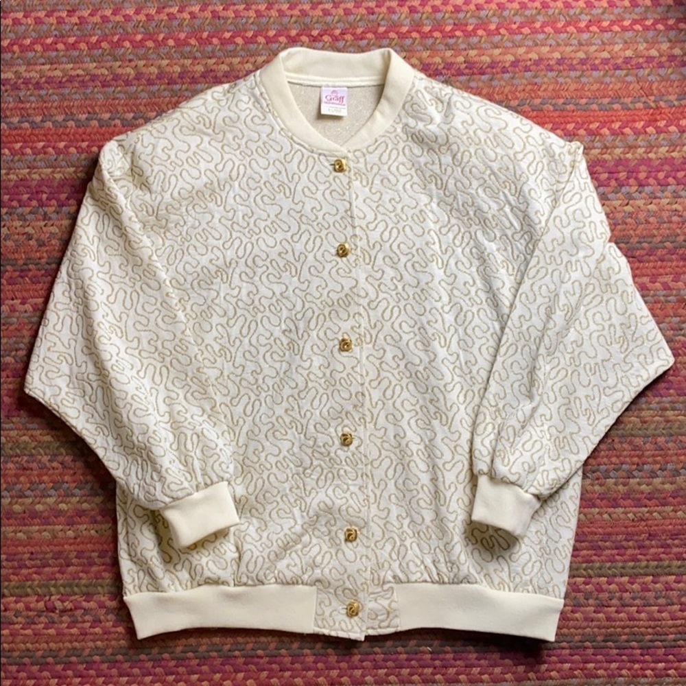 VINTAGE GOLD GLITTER CARDIGAN BUTTON UP SWEATER
